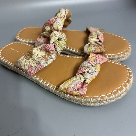 New American Eagle Womens‎ Size 10 Floral Fabric Espadrille Flat Slide Sandals - Picture 1 of 5